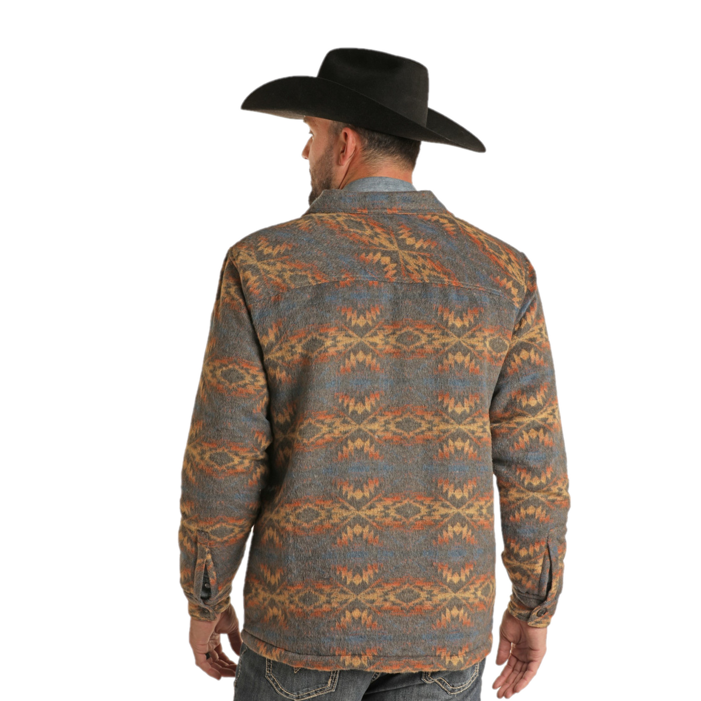 Rock & Roll Denim Men's Aztec Charcoal Shirt Jacket BM92C01923