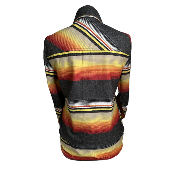 Rock & Roll Denim Men's Serape Striped Shirt Black Jacket BM92C01929