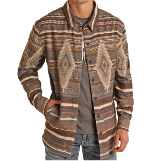Rock & Roll Denim Men's Aztec Dark Brown Shirt Jacket BM92C01930