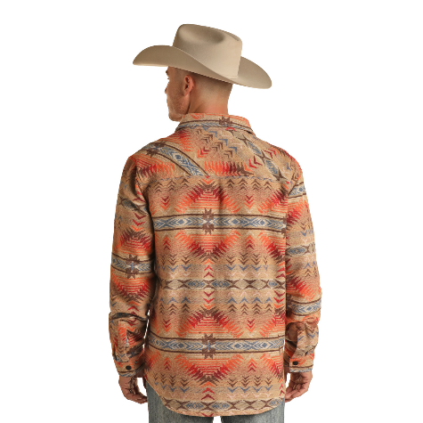 Rock & Roll Denim Men's Aztec Tan Shirt Jacket BM92C01932