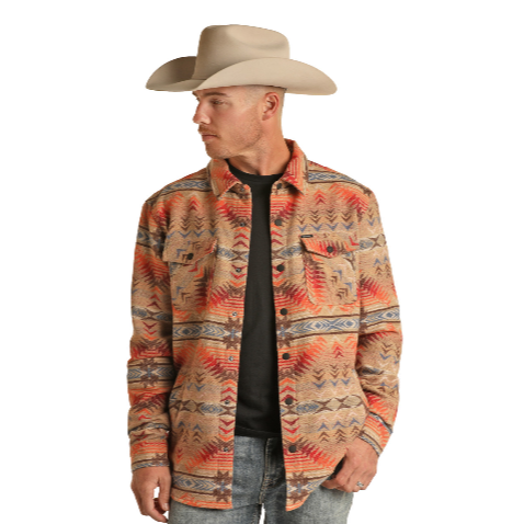 Rock & Roll Denim Men's Aztec Tan Shirt Jacket BM92C01932