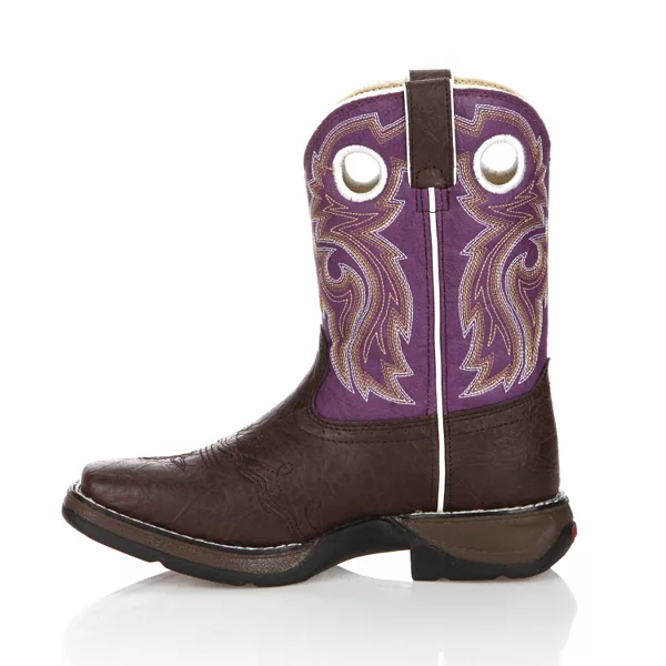 Durango® Youth Girls Lil' Dark Brown & Purple Western Boots BT286