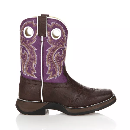 Durango® Youth Girls Lil' Dark Brown & Purple Western Boots BT286