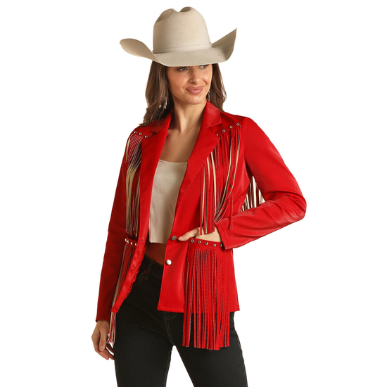 Rock & Roll Cowgirl Ladies Red Fringe Jacket BW92D03030