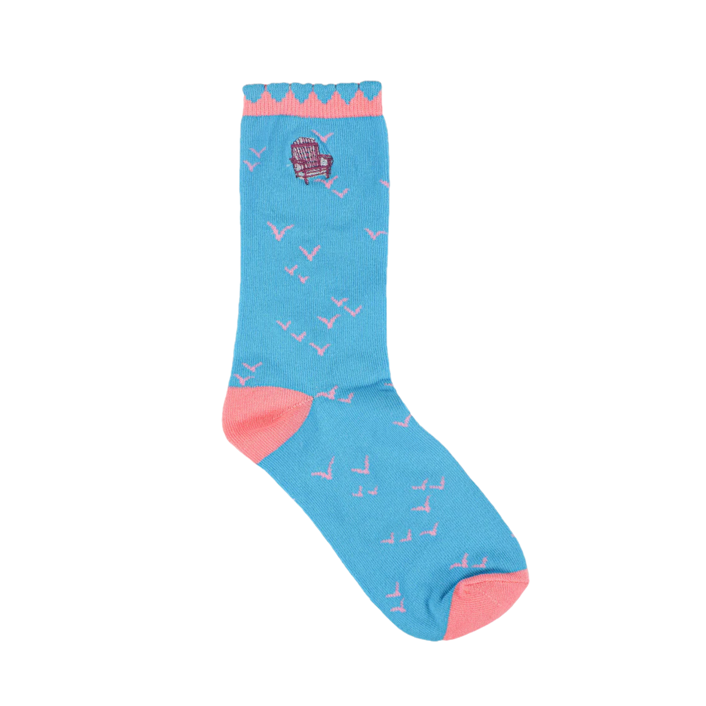 Simply Southern Ladies Beach Blue & Pink Socks 0124-SOCK-BEACH