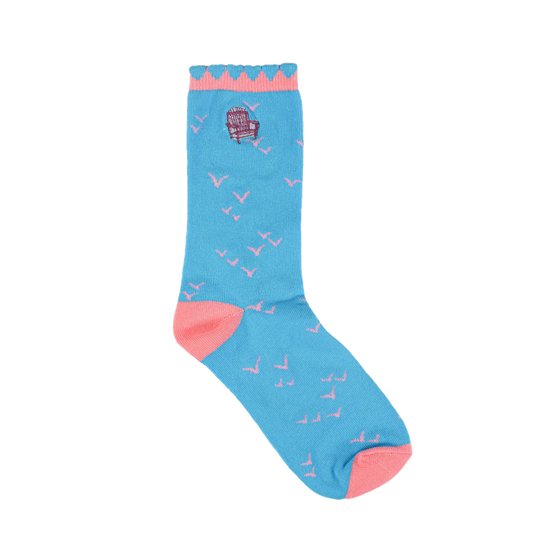 Simply Southern Ladies Beach Blue & Pink Socks 0124-SOCK-BEACH