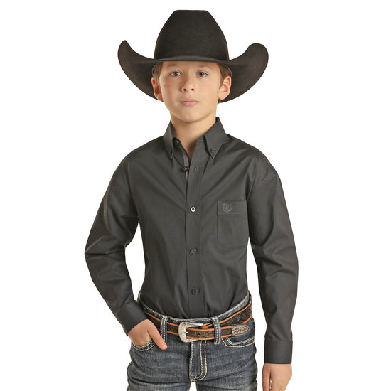 Panhandle® Children's Long Sleeve Grey Button Up Shirt C0D2551-02
