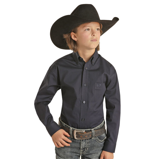 Rock & Roll® Children's Long Sleeve Navy Button Down Shirt C0D2551-40