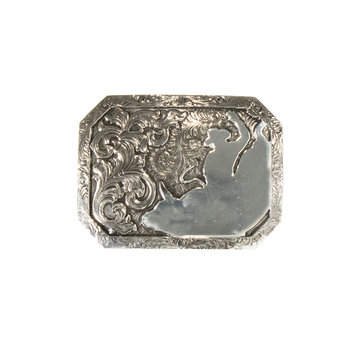 Crumrine Men's Silver Bull Rider Floral Buckle C10013