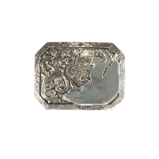 Crumine Men's Silver Bull Rider Floral Buckle C10013