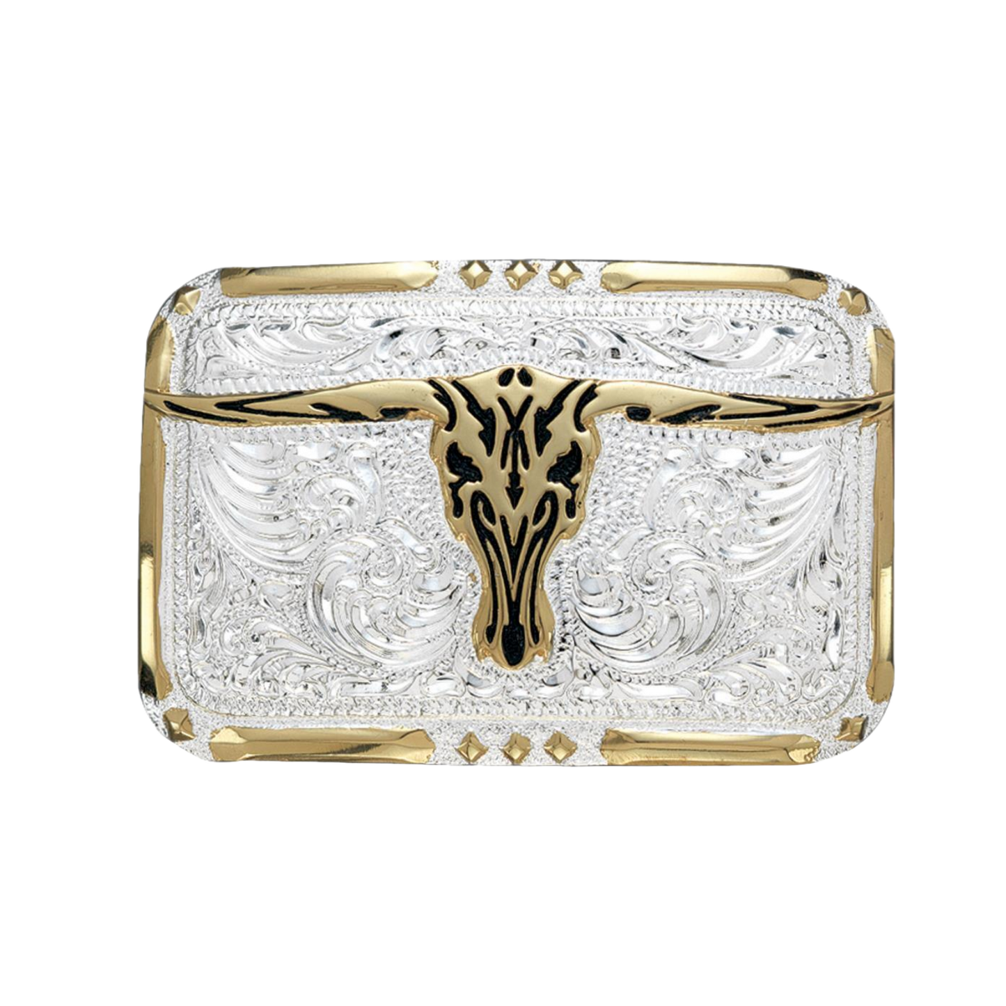 Crumine Longhorn Western Silver and Bronze Buckle C10810