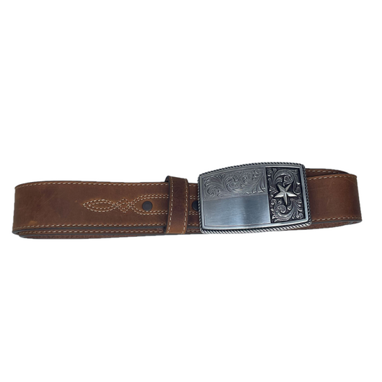 Justin® Men's Texan Tuff Brown Leather Belt C14088