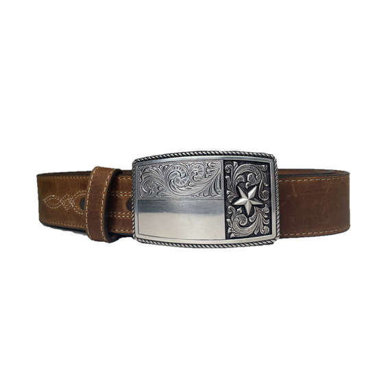 Justin® Men's Texan Tuff Brown Leather Belt C14088