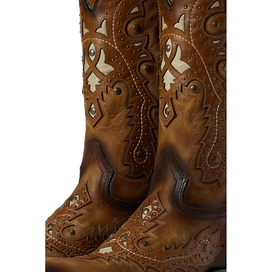 Corral Men's Embroidered Studded Honey Brown Western Boots C3846