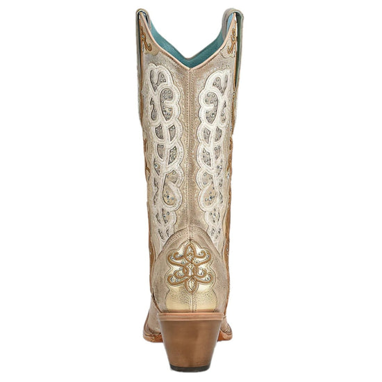 Corral® Ladies Bone White & Gold Studded Western Boots C3895