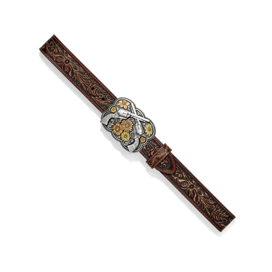Tony Lama® Ladies Bandit Queen Floral Brown Leather Belt C51155