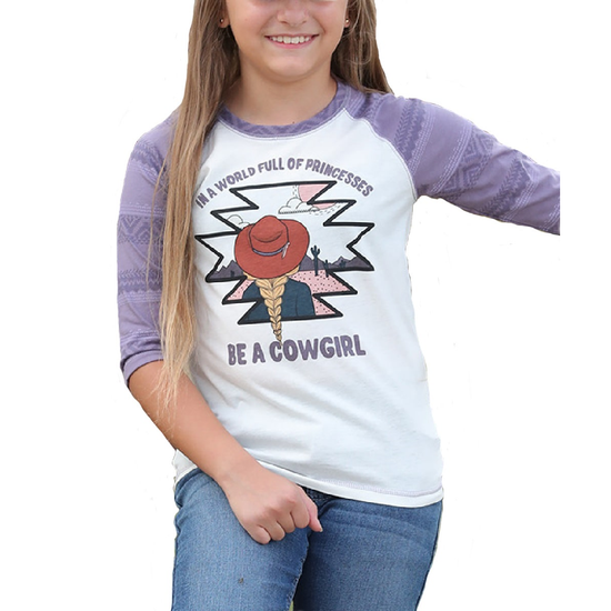 Cruel Denim® Girl's White & Purple Western Graphic T-Shirt CTK3530028