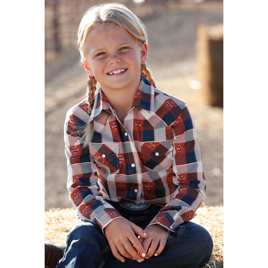 Cinch Youth Girl's Multicolor Plaid Button Down Shirt CTW3230044