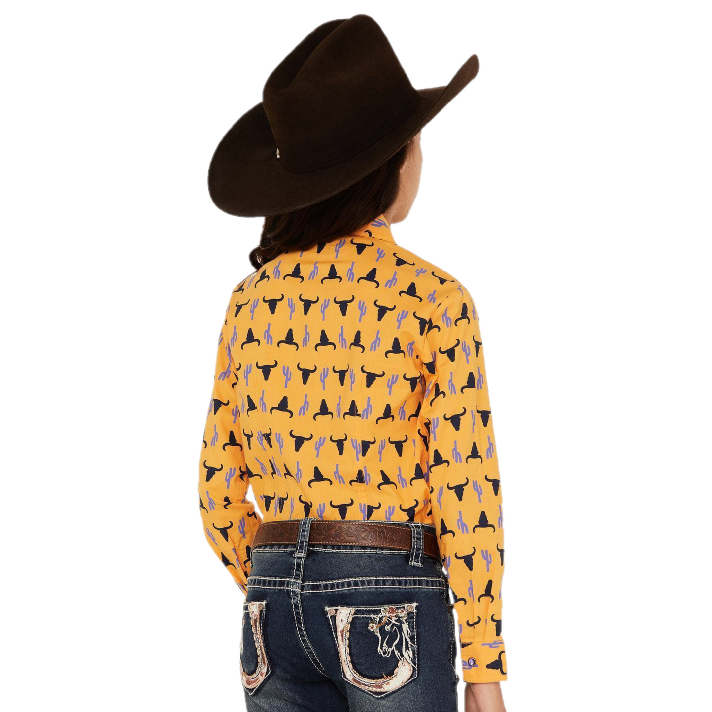 Cruel Denim® Youth Girl's Gold Longhorn Snap Down Shirt CTW3370011