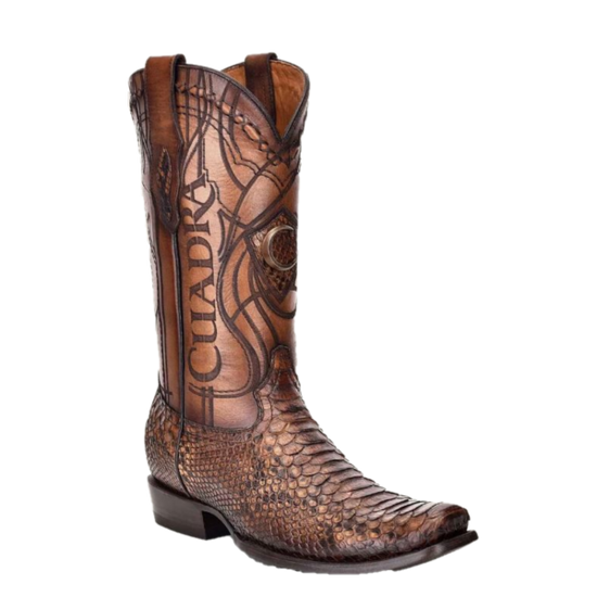 Cuadra Men's Engraved Python Honey Brown Western Boots CU401