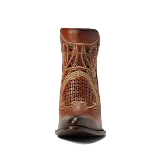 Load image into Gallery viewer, Cuadra Ladies Embroidered Honey Brown Western Bootie CU434
