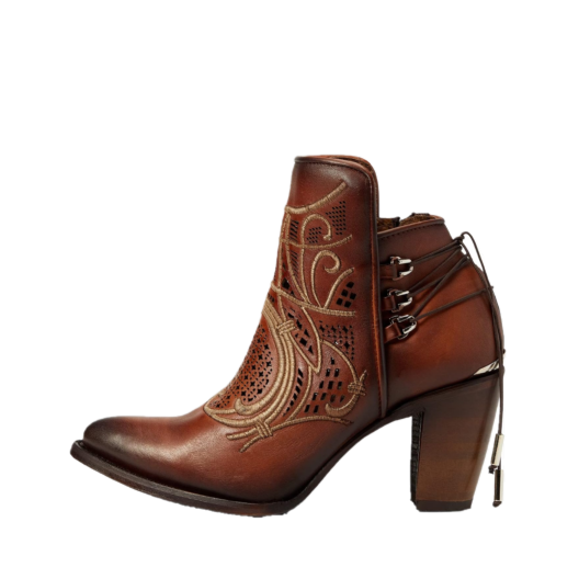 Load image into Gallery viewer, Cuadra Ladies Embroidered Honey Brown Western Bootie CU434
