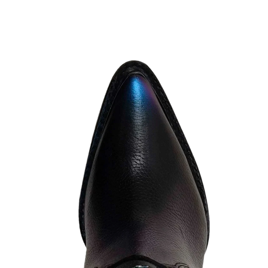 Cuadra Ladies Studded & Embroidered Black Pointed Toe Boots CU727