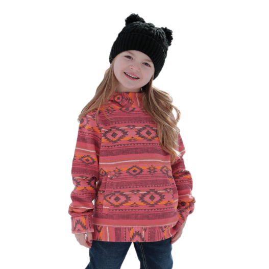 Cinch Youth Girl's Pink Aztec Pullover Hoodie CWK8630002