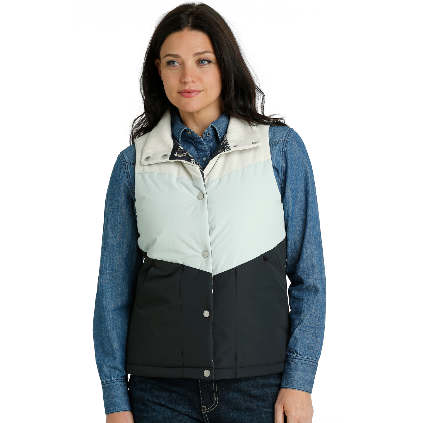 Load image into Gallery viewer, Cinch Ladies Colorblock Navy Puffer Vest CWV7455001
