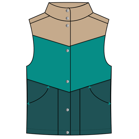 Cinch Youth Girl's Teal Colorblock Snap Puffer Vest CWV8830001