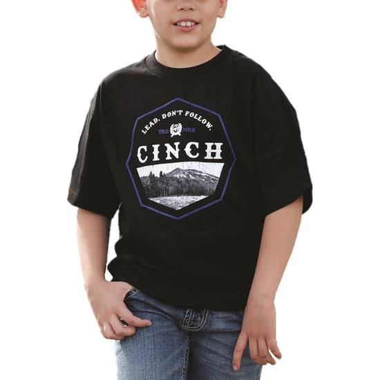 Cinch Children's Short Sleeve Logo Graphic Black T-Shirt MTT7670107