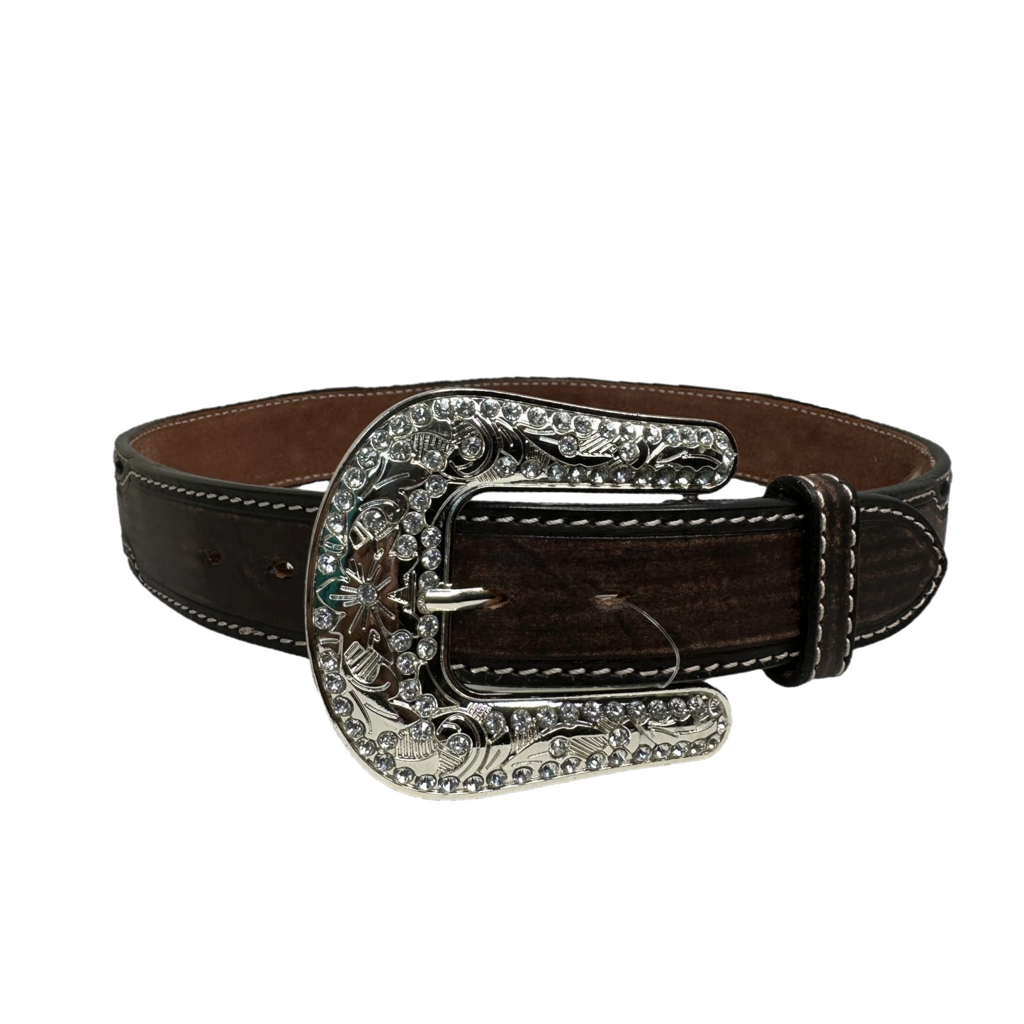 Ariat Ladies Jeweled Floral Embossed Leather Brown Belt D140002602