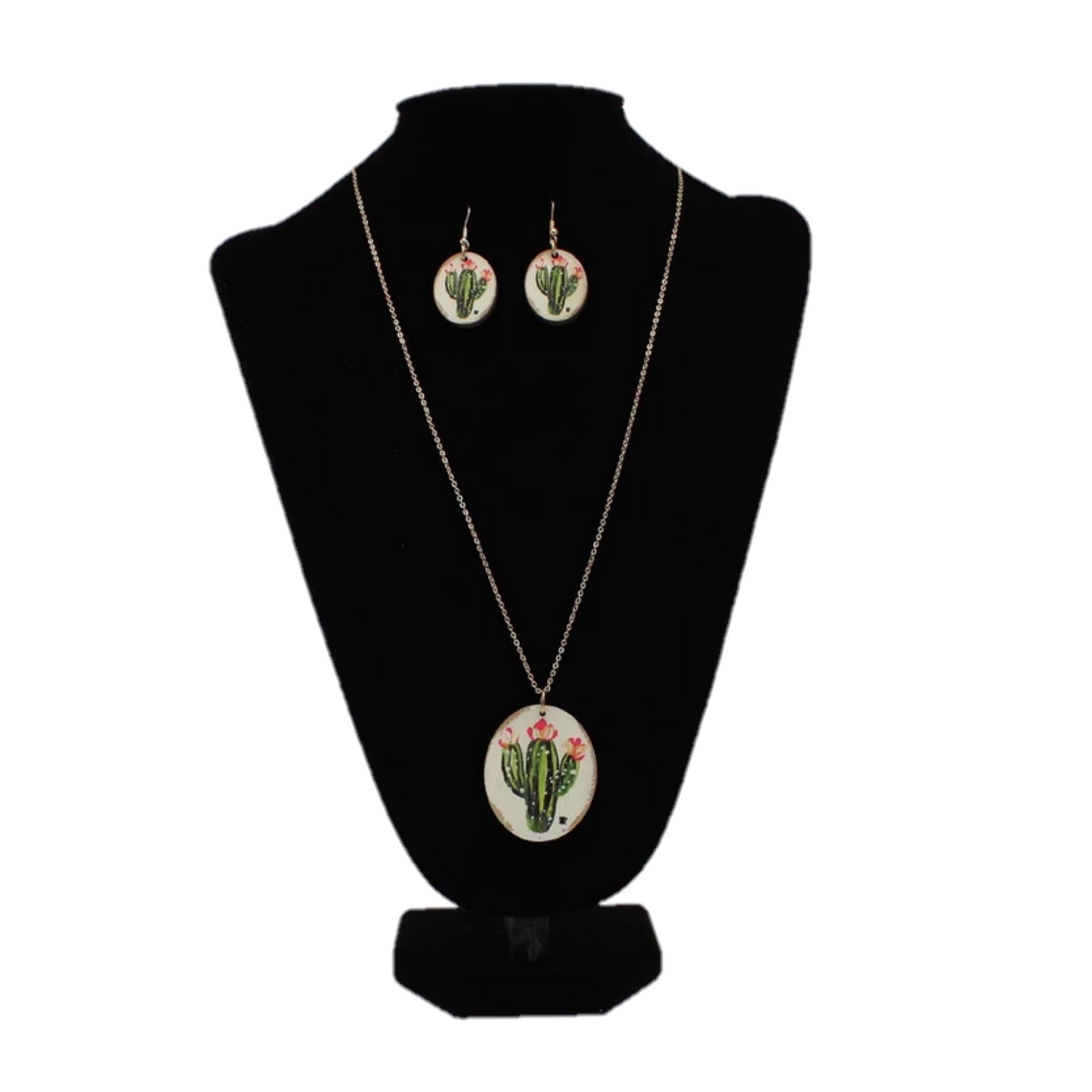 M&F® Ladies Wood Blooming Cactus Gold Jewelry Set D4500103