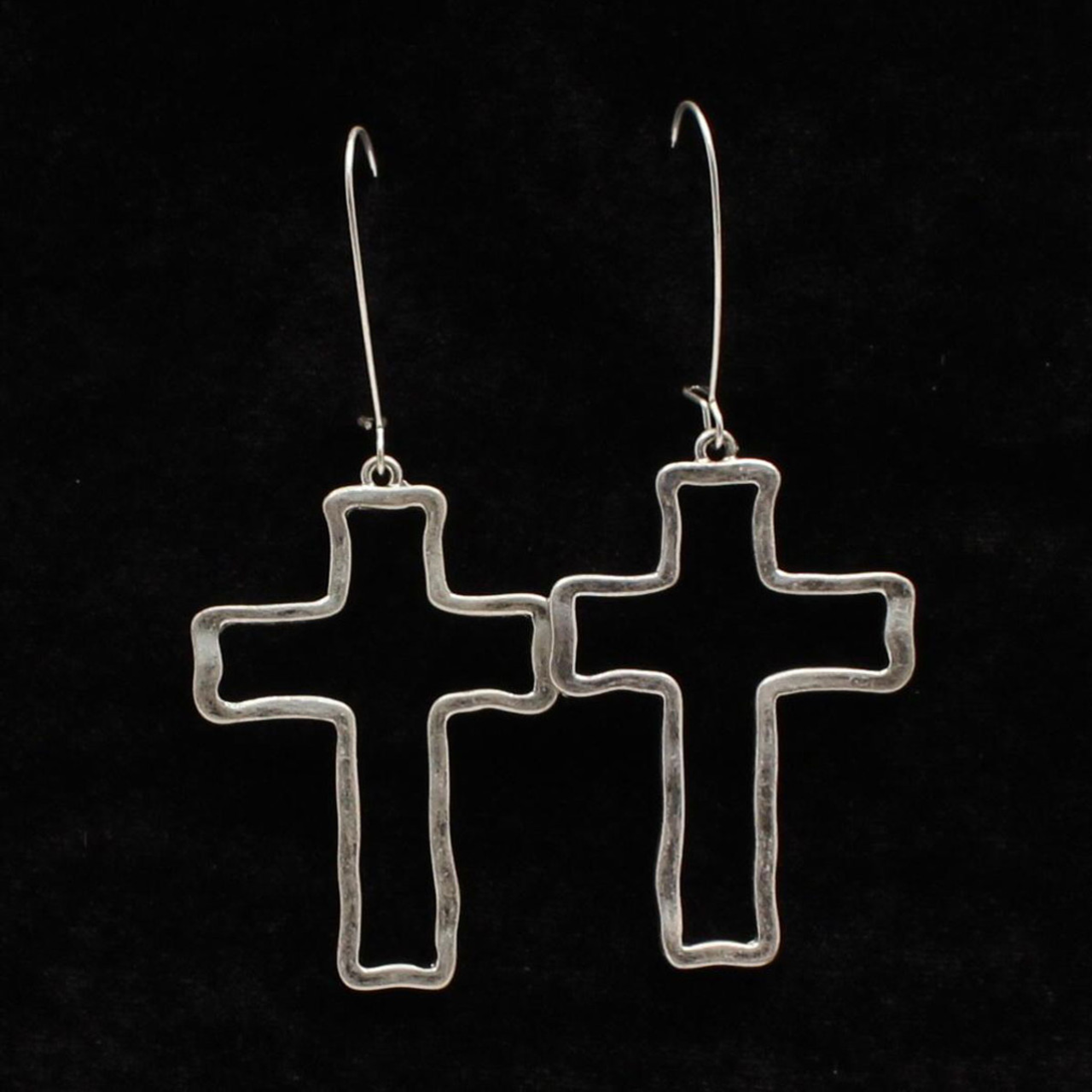 M&F® Ladies Hanging Outlined Silver Cross Earrings D4600115