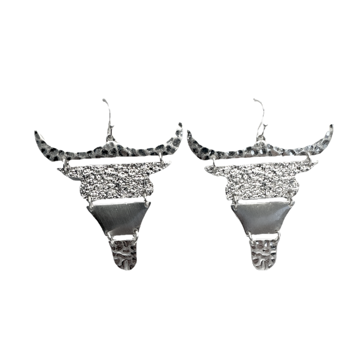 Silver Strike Ladies Western Cow Skull Silver Earrings D460016436