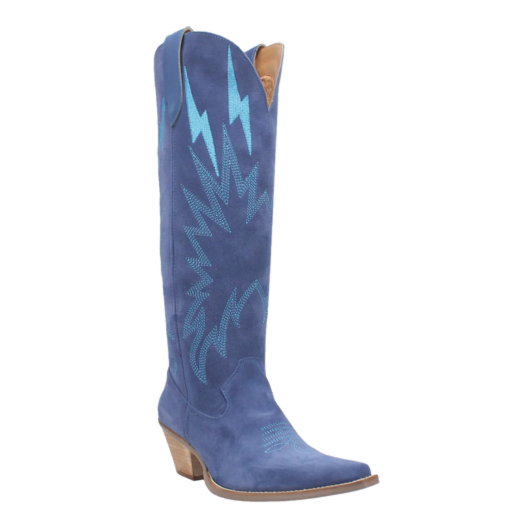 Load image into Gallery viewer, Dingo Ladies Thunder Road Blue Leather Tall Western Boots DI597-BL
