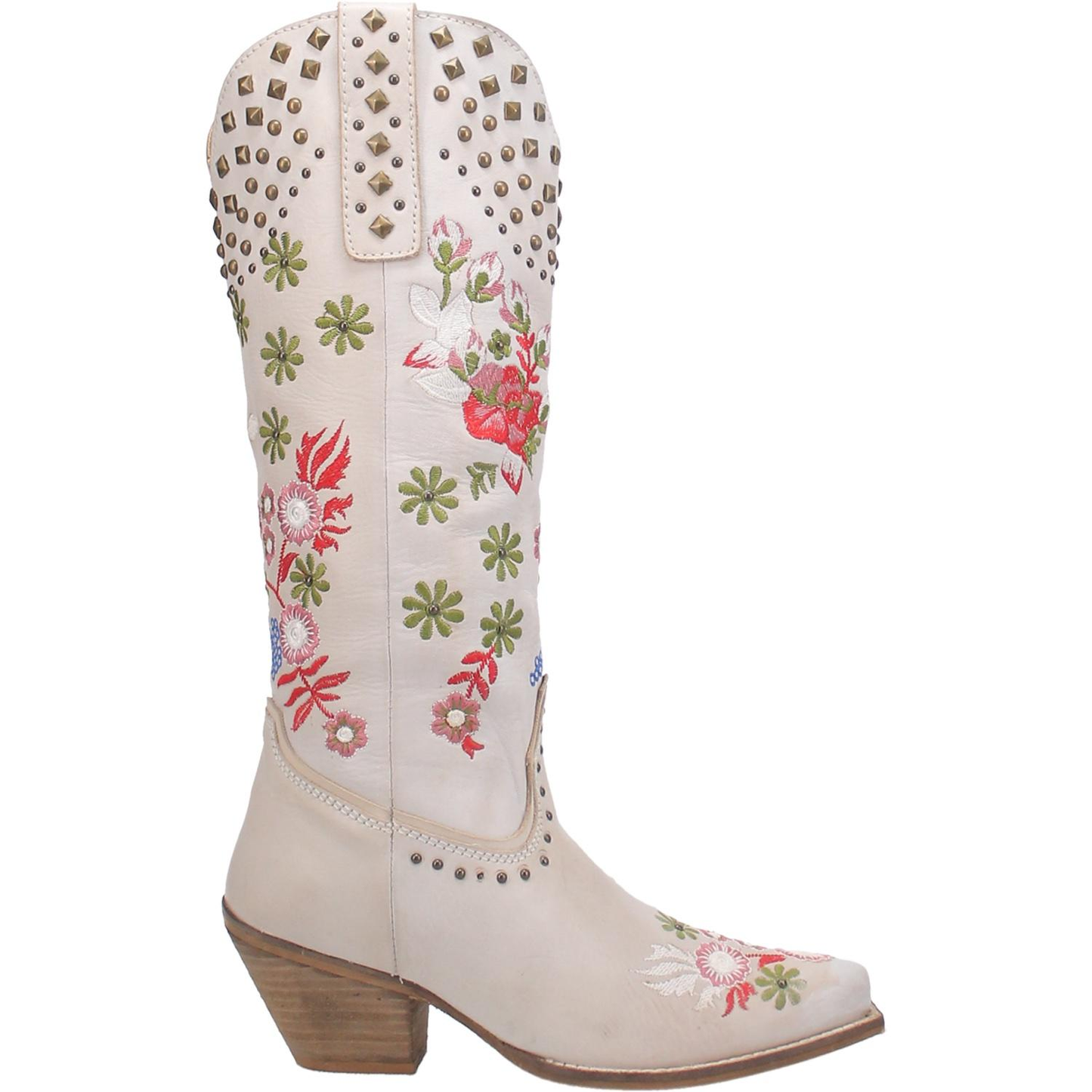 Dingo® Ladies Poppy White Western Floral Embroidered Boot DI732-WH