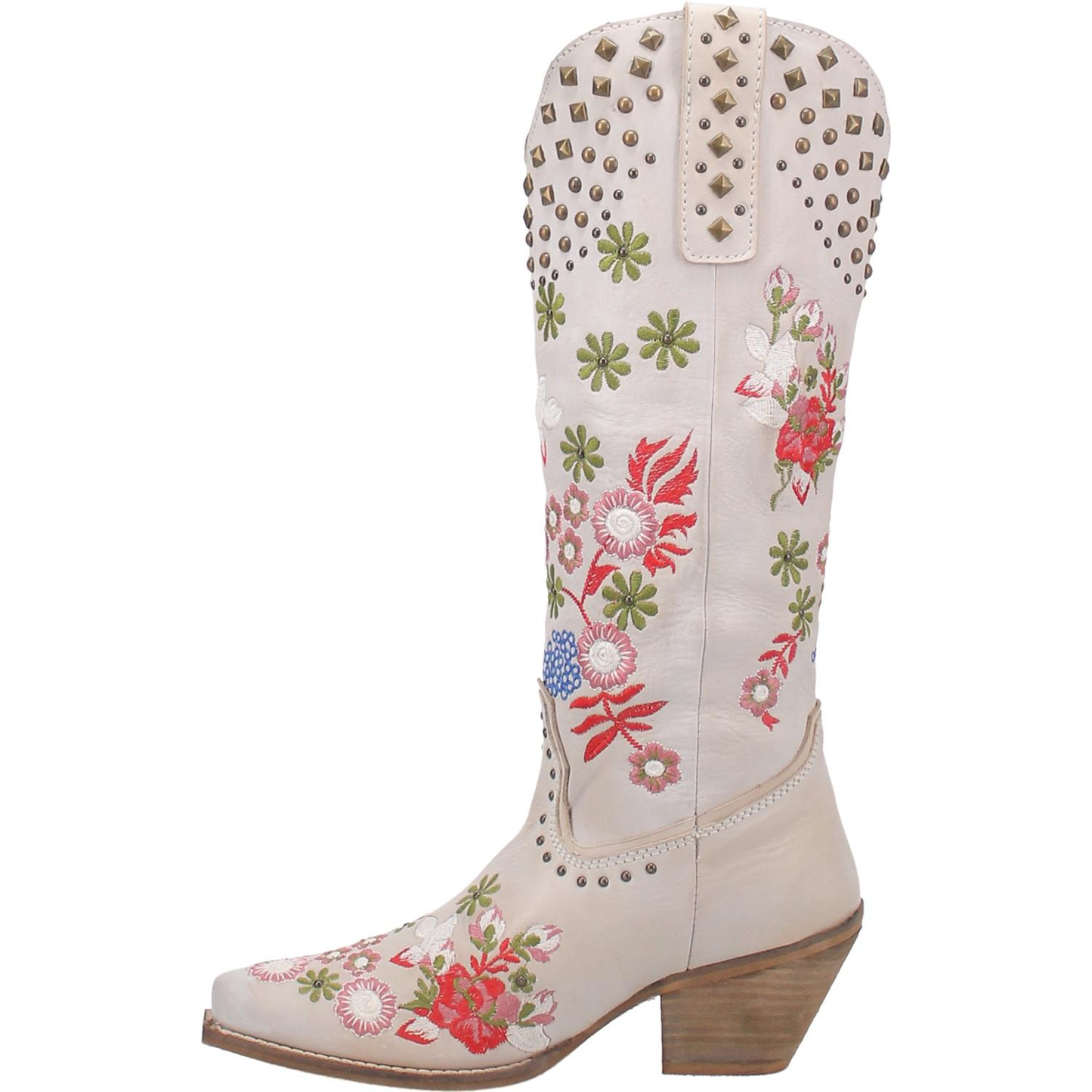Dingo® Ladies Poppy White Western Floral Embroidered Boot DI732-WH