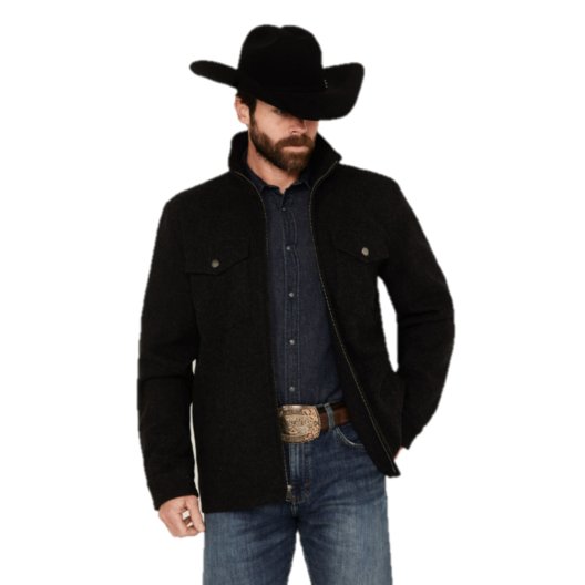 Load image into Gallery viewer, Powder River Outfitters Men&amp;#39;s Solid Black Wool Coat DM92C01470
