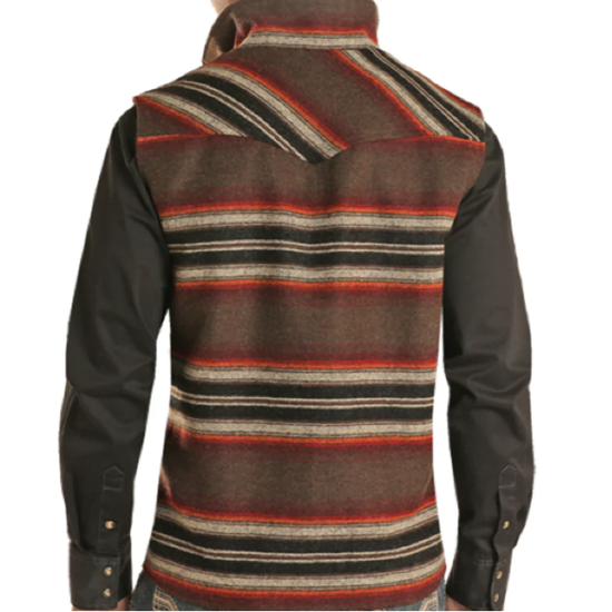 Powder River Panhandle Men's Serape Wool Brown Vest DM98C01468