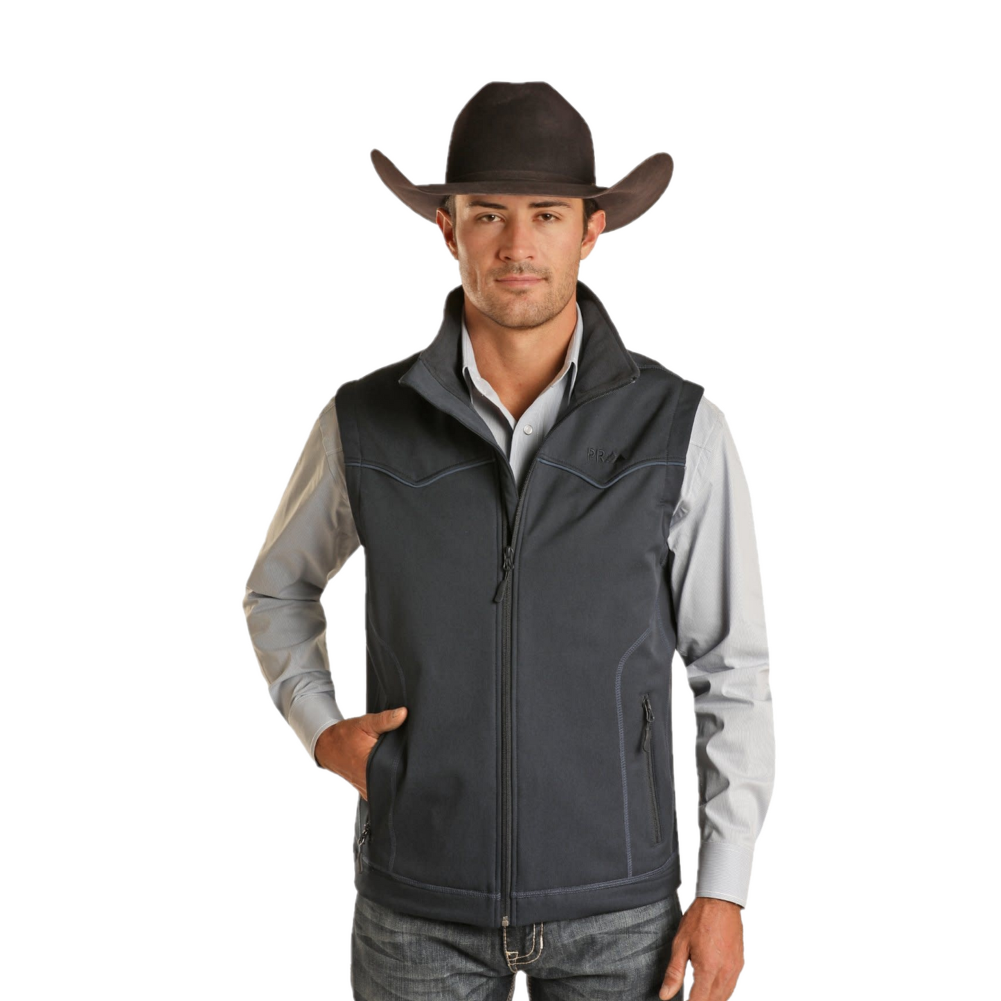 Powder River Outfitters Men's Conceal Carry Indigo Rodeo Vest DM98C01830