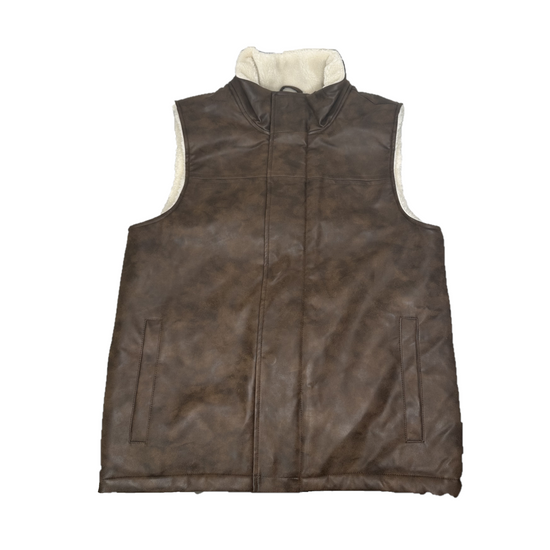 Powder River Outfitters Men's Distressed PU Berber Camel Vest DM98C01834