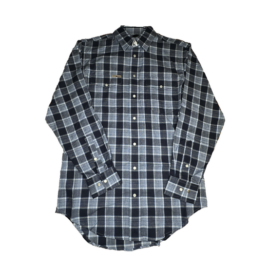 Powder River Outfitters Men's Brushed Plaid Blue Button Down Shirt DMN2S01697