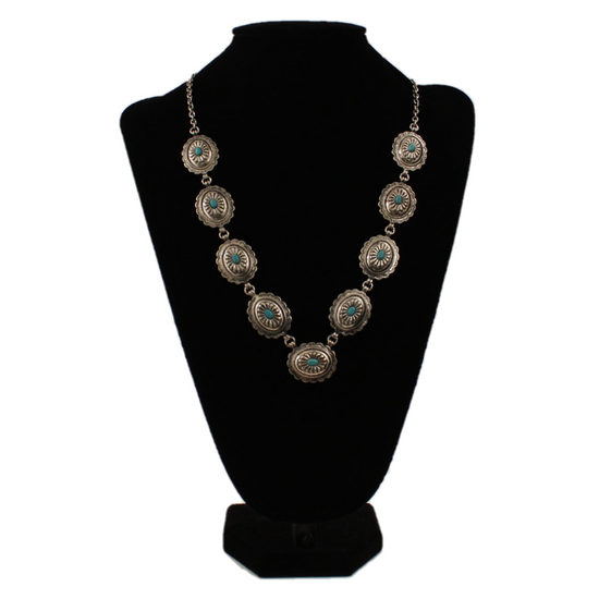 M&F Western® Silver With Turquoise Stone Concho Necklace DN0478SBTQ