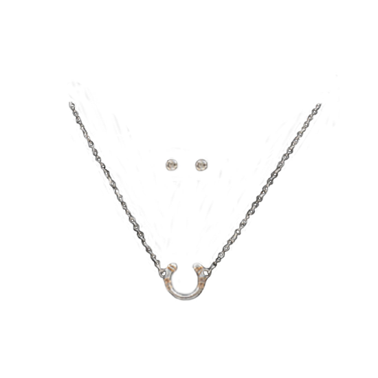 Silver Strike® Ladies Horseshoe & Crystal Stud Jewelry Set DNE0737SBGB