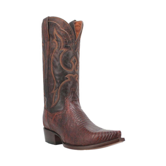Dan Post Men's Hearst Cognac Lizard Snip Toe Western Boots DP3078
