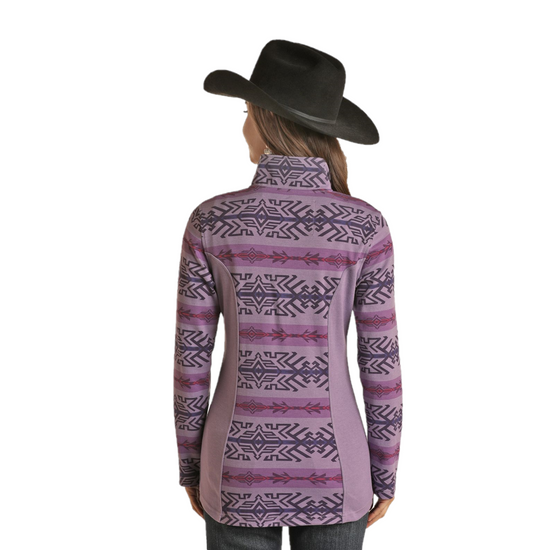 Powder River Outfitters Ladies Aztec Violet Heather Henley Pullover DW91C01486-55