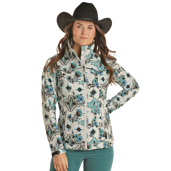 Powder River Outfitters Ladies Floral Aztec Rodeo Grey Jacket DW92C01507