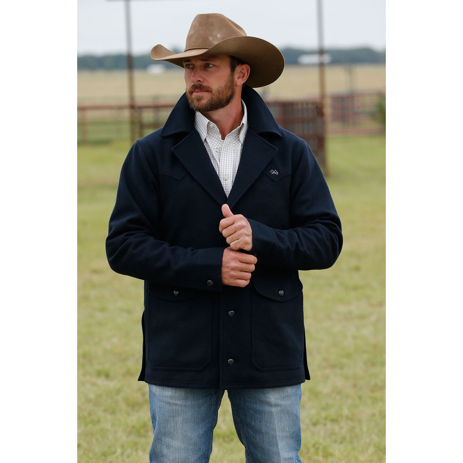 Short Ranch Jacket Miller Ranch By Cinch Men's Navy Wool Ranch Jacket DWJ2008003
