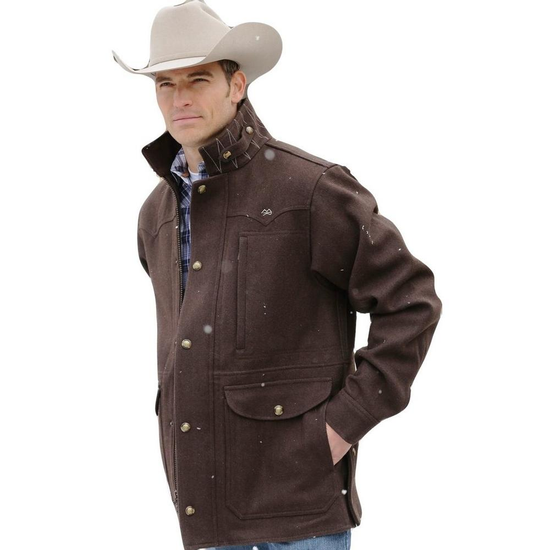 Cinch® Men's Melton Wool Brown Long Sleeve Zip Up Coat DWJ2122402